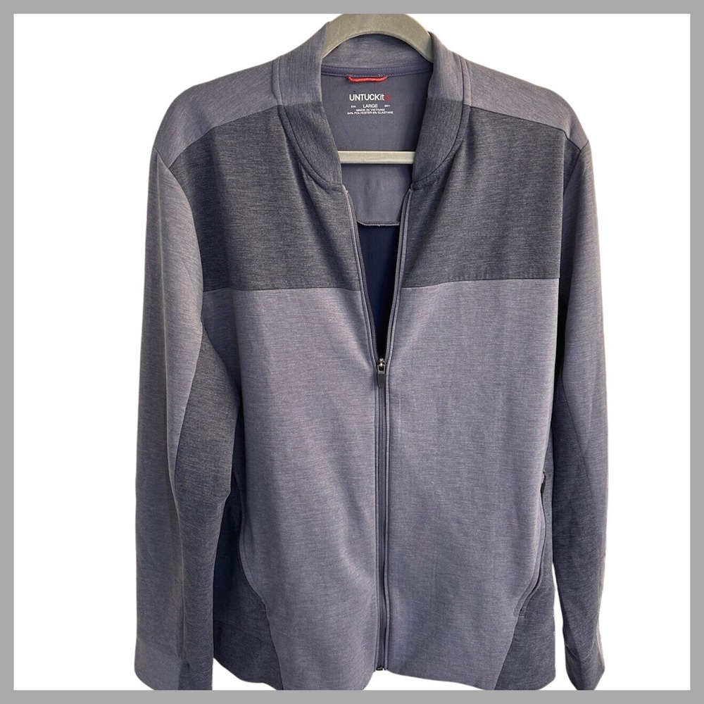 UNTUCKit Men's Gray Full Zip Colorblock Gray Active Jacket Sz. Large EUC
